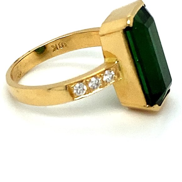 Certified Green Tourmaline 6.44ct Diamonds 18K Rng - Picture 3 of 9